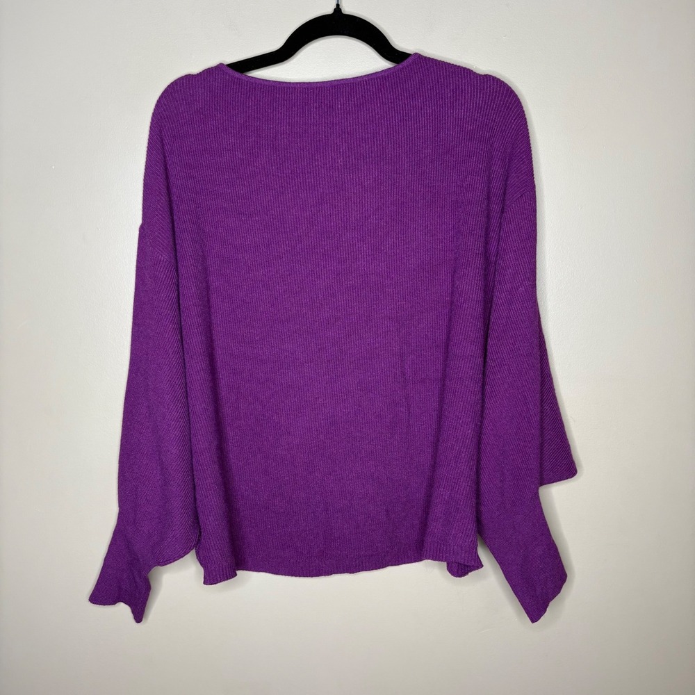 Kerisma Ryker Purple Ribbed Batwing Dolman Sleeve Sweater Size M/L Womens - Picture 5 of 5